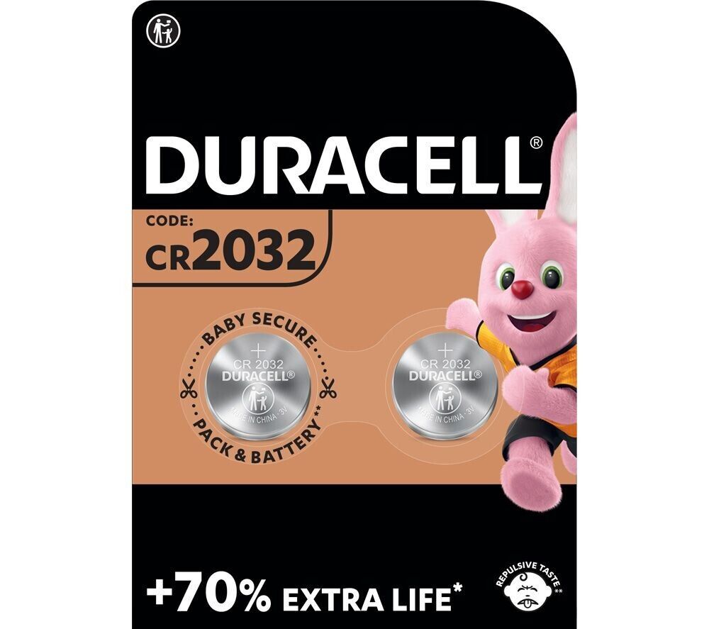 2 Batterie CR2032 Duracell Due Pile a Bottone 3,0 V Litio Lithium Batte