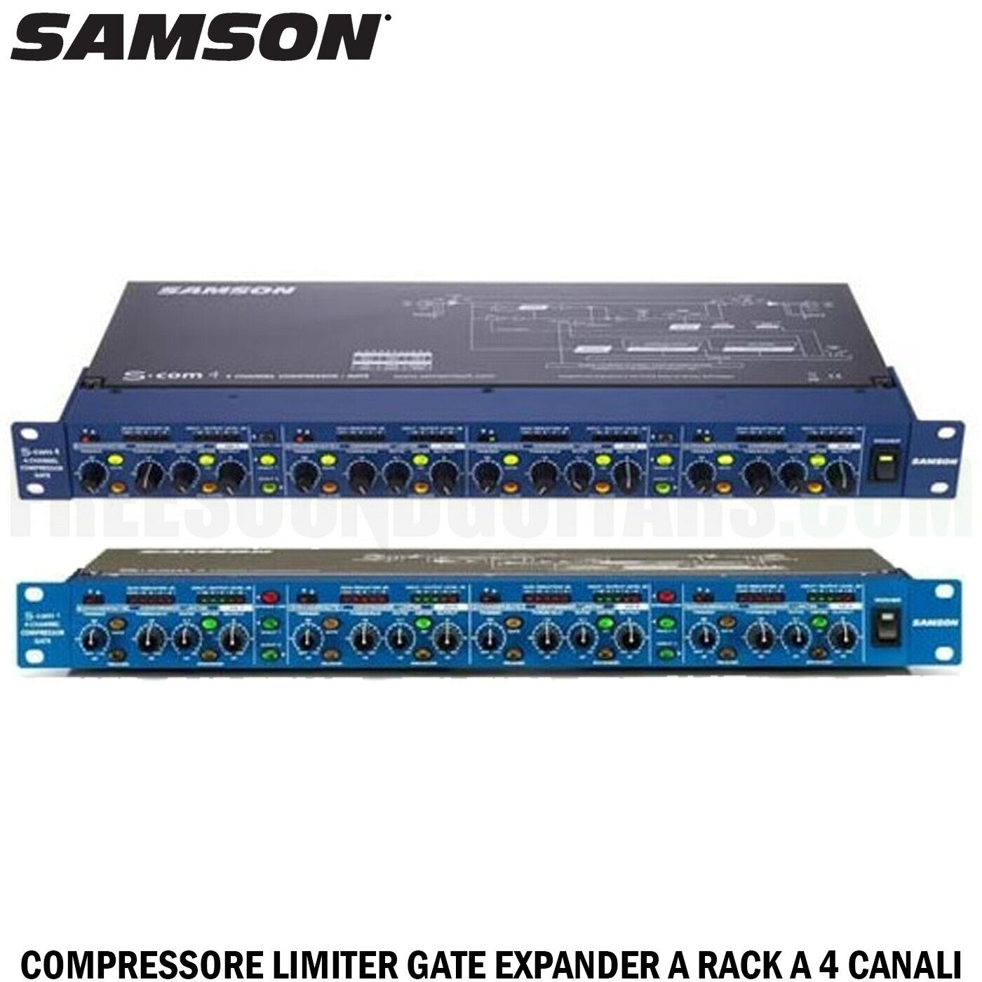 Samson S Com 4 Compressore Audio Limiter Gate Expander a Rack 4 canali
