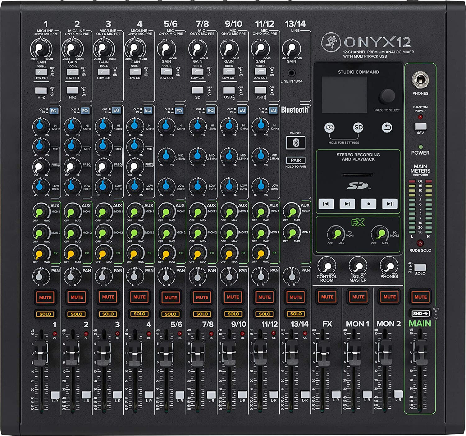 MACKIE Onyx12 MIXER AUDIO 12 CANALI MULTITRACCIA USB BLUETOOTH professionale NEW