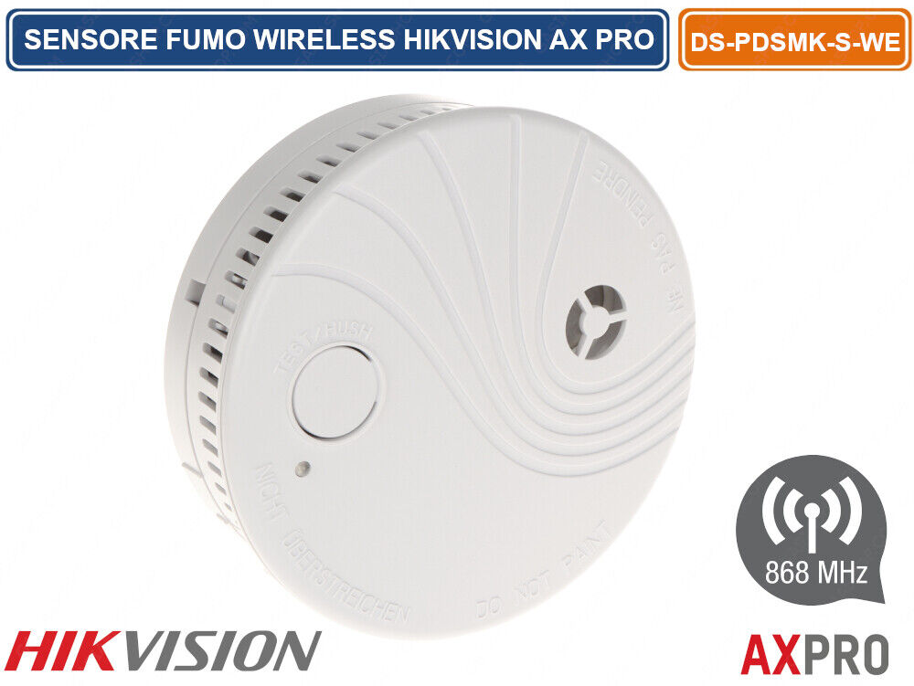 HIKVISION AX PRO RILEVATORE SENSORE DI FUMO FOTOELETTRICO WIRELESS 868MHZ