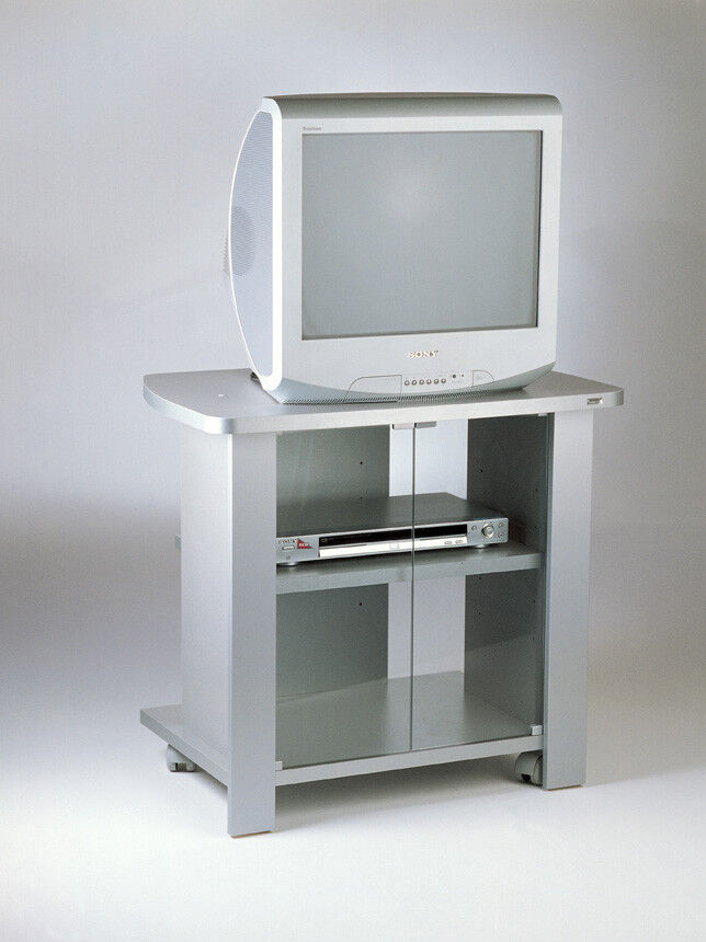 Carrello porta tv bello,con ruote e antine in vetro  mod. kleo 74silver tecnidea