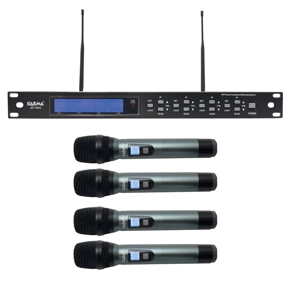 KARMA SET 8042PAL sistema radiomicrofonico base + 4 microfoni gelato NUOVO