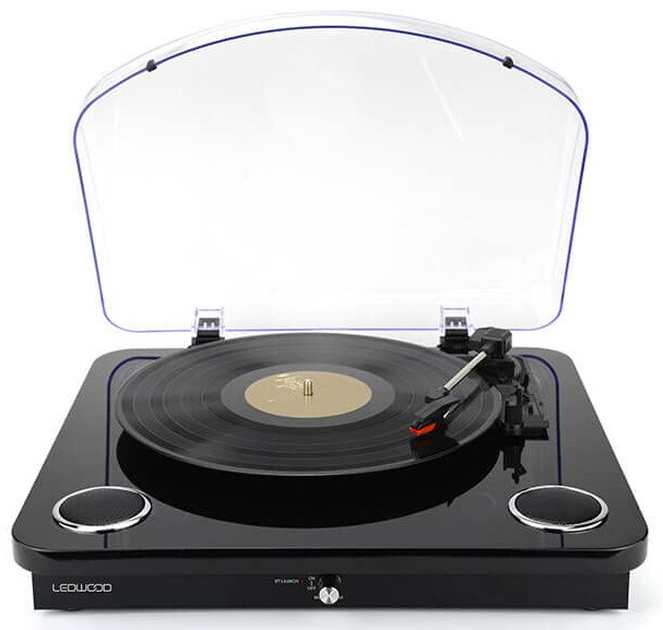 Audio & Hi-Fi Ledwood: Round300 Record Player Bluetooth In/Out Speakers Black