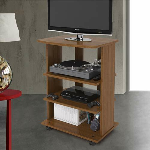 Mobile tv carrello porta televisore Pc stampante con ruote mobiletto noce antico