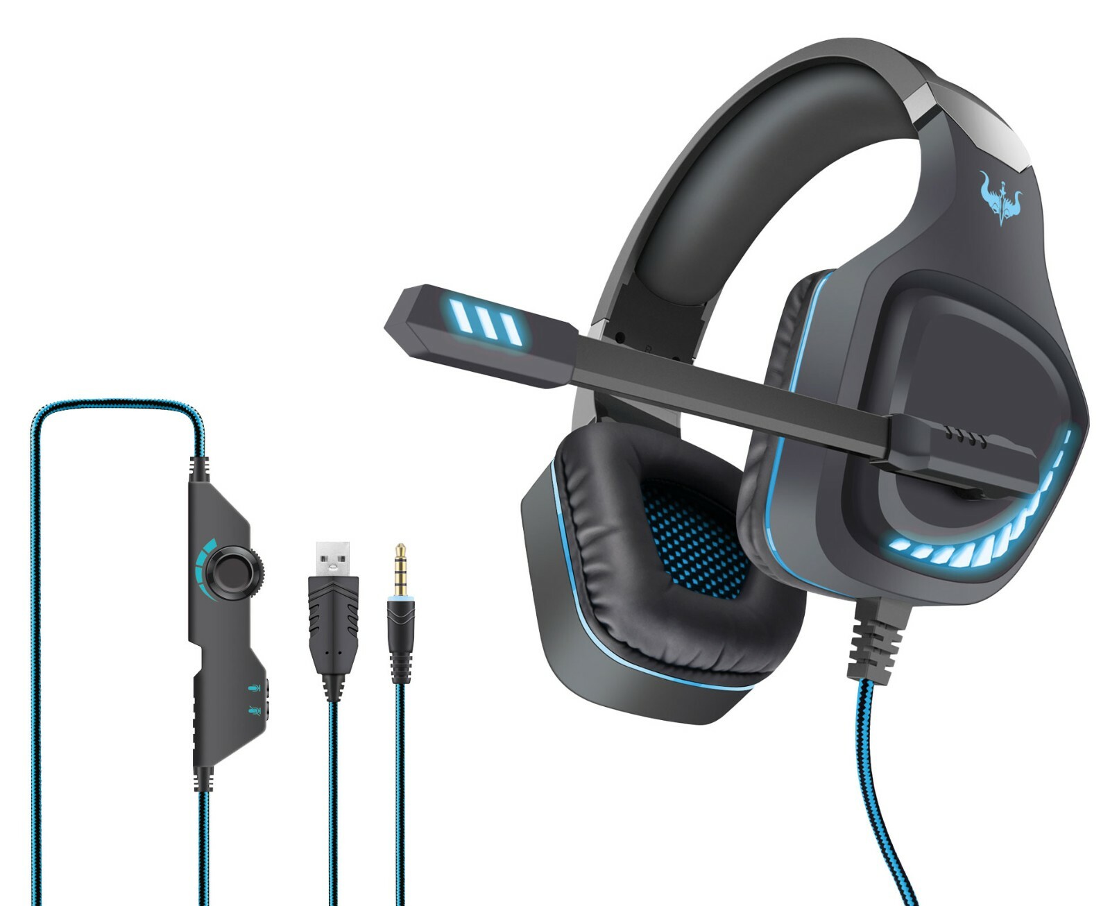 CUFFIA GAMING CON MICROFONO SPINA USB E SPINA 3,5mm 4 POLI