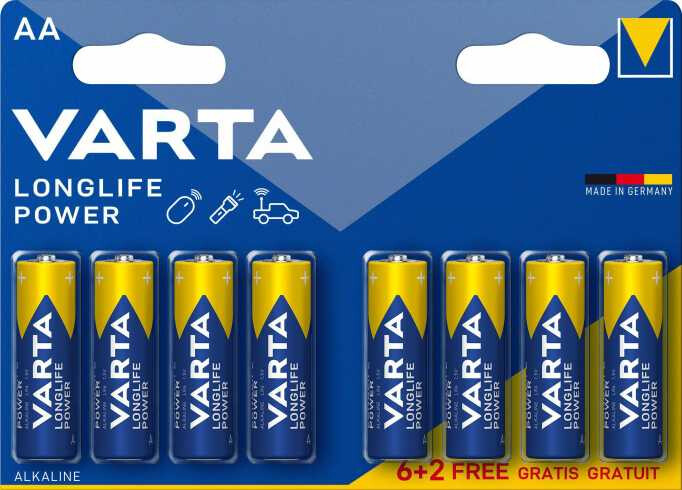 Stilo Alkalina Longlife Power Bl 8pz (6+2) Varta VARTA BATTERIE 4906-8 LONGLIFE