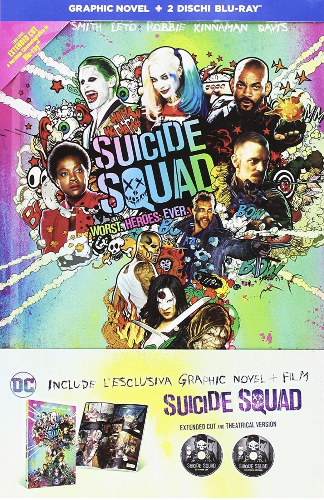 SUICIDE SQUAD - GRAPHIC NOVEL - EXTENDED CUT (2 BLU-RAY) Will Smith, Jared Leto