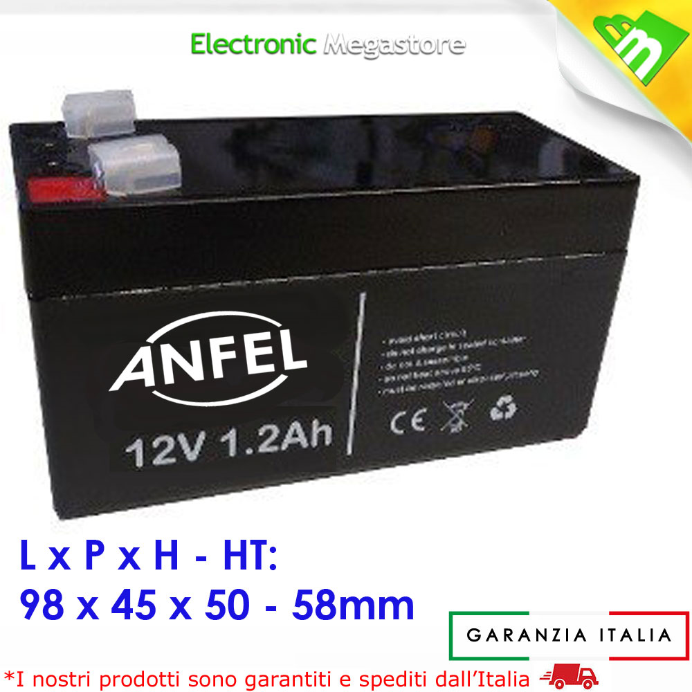 Batteria al piombo 12 V 1.2 Ah YUASA ERMETICA RICARICABILE CON FASTON NP1.2-12