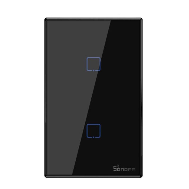 Sonoff T3US2C-TX Interruttore Touch WIFI Rf 2 pulsanti nero Alexa Google