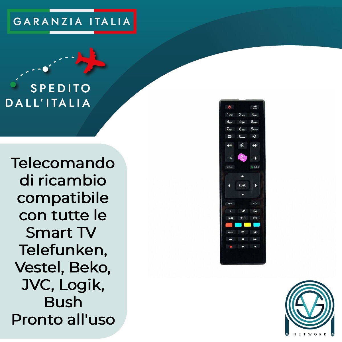 Telecomando Universale per tutte le TV Telefunken, Beko, JVC, Vestel Già Pronto