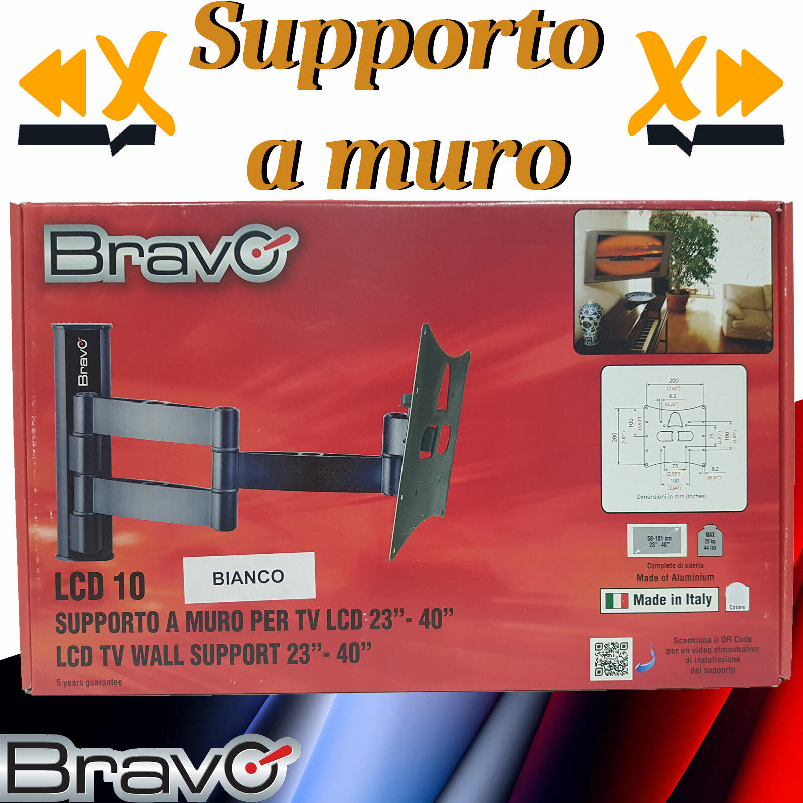 Supporto da Parete ad un Braccio Studiato per Televisori LCD da 23" a 40" Pro...