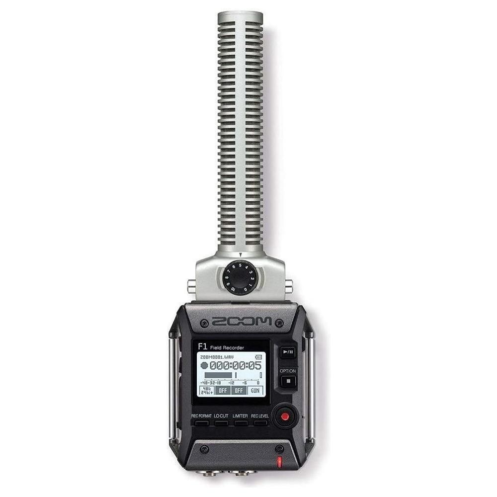 Registratore + Shotgun Mic Nero e Silver F1 Field Recorder + Shotgun Mic Zoom