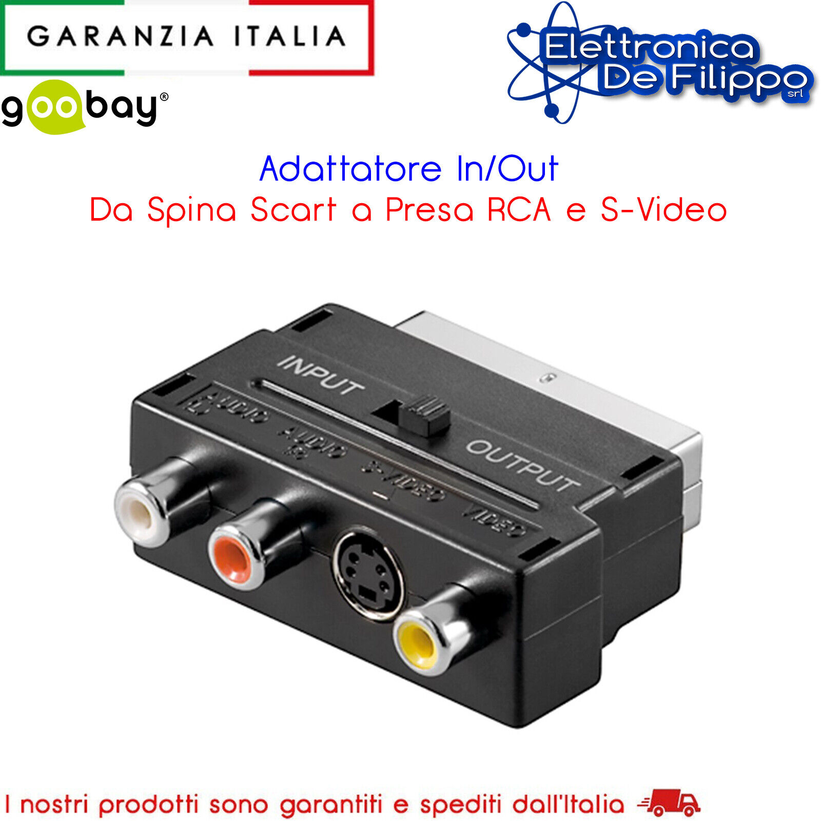 Adattatore In/Out Da Spina Scart a Presa RCA e S-Video