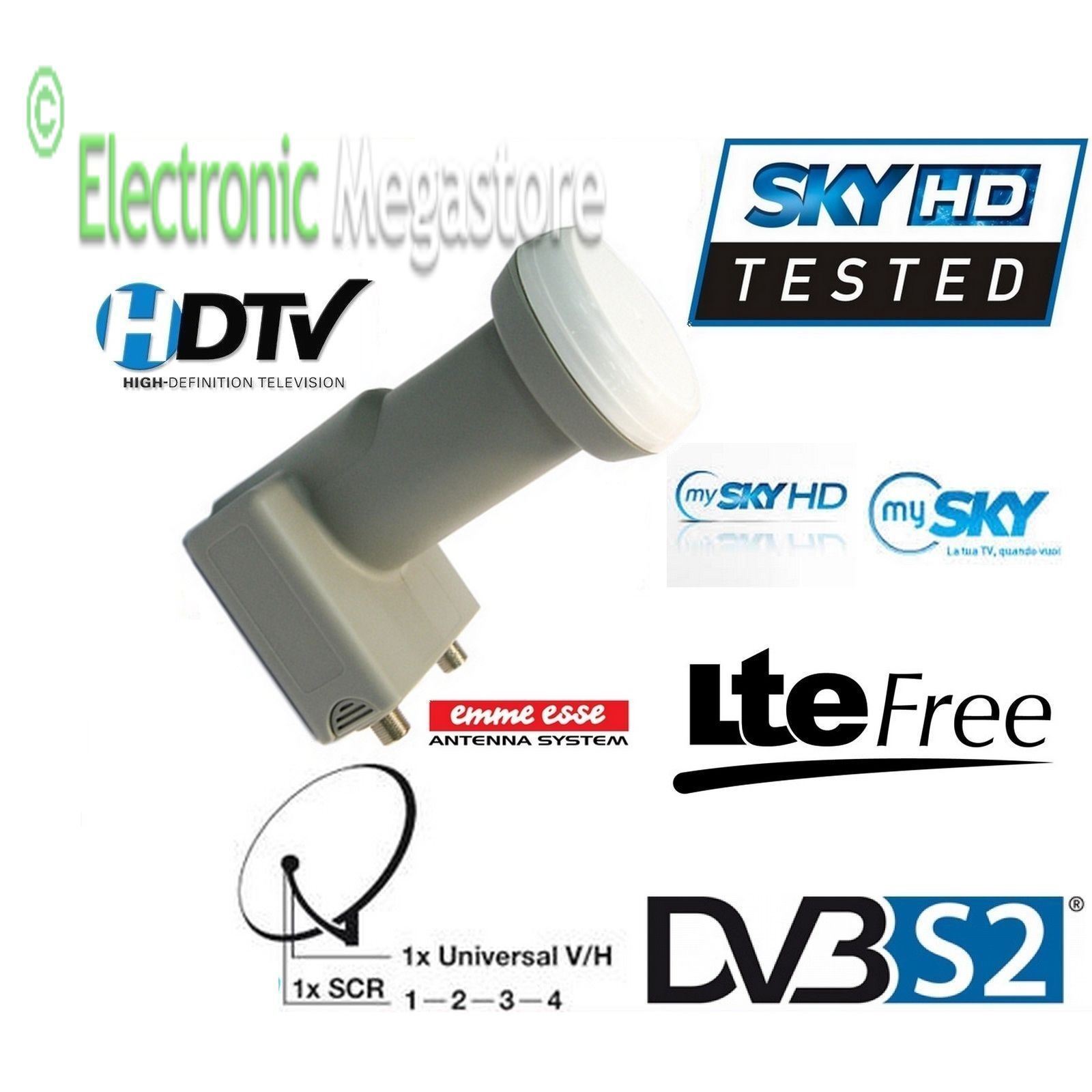 NUOVISSIMO LNB SCR CON PORTA GOLD + PORTA LEGACY + FILTRO LTE INTEGRATO 80199SA