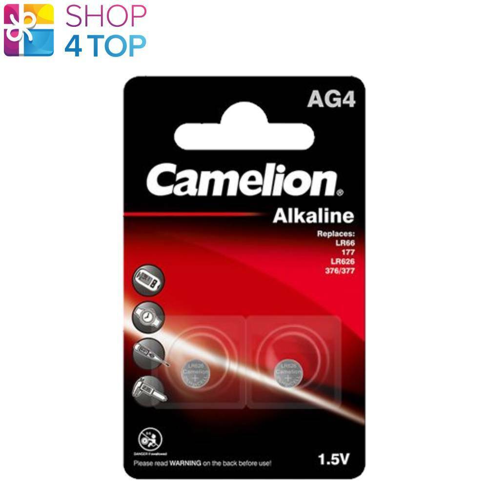 2 Camelion AG4 LR626 Alcalino batteries LR66 377 G4 1.5V 2BL 18mAh Exp 2026 New