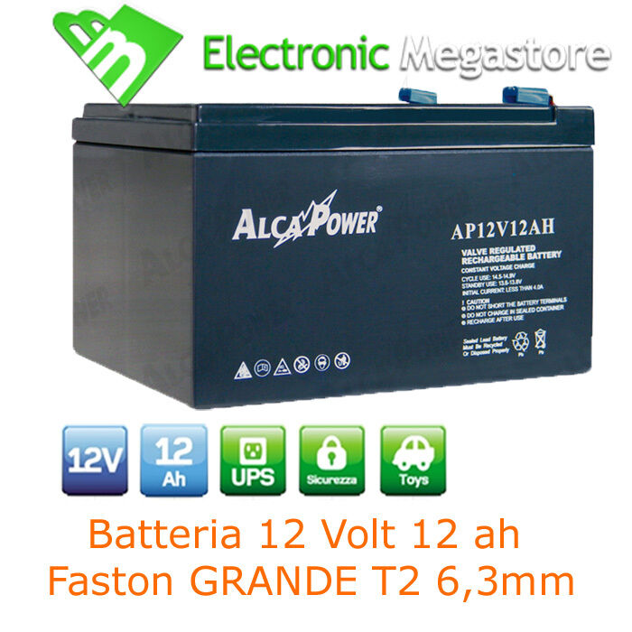 Batteria Ermetica al piombo 12V 12Ah Ricaricabile tipo AGM 12 Volt 12 Ampere ora