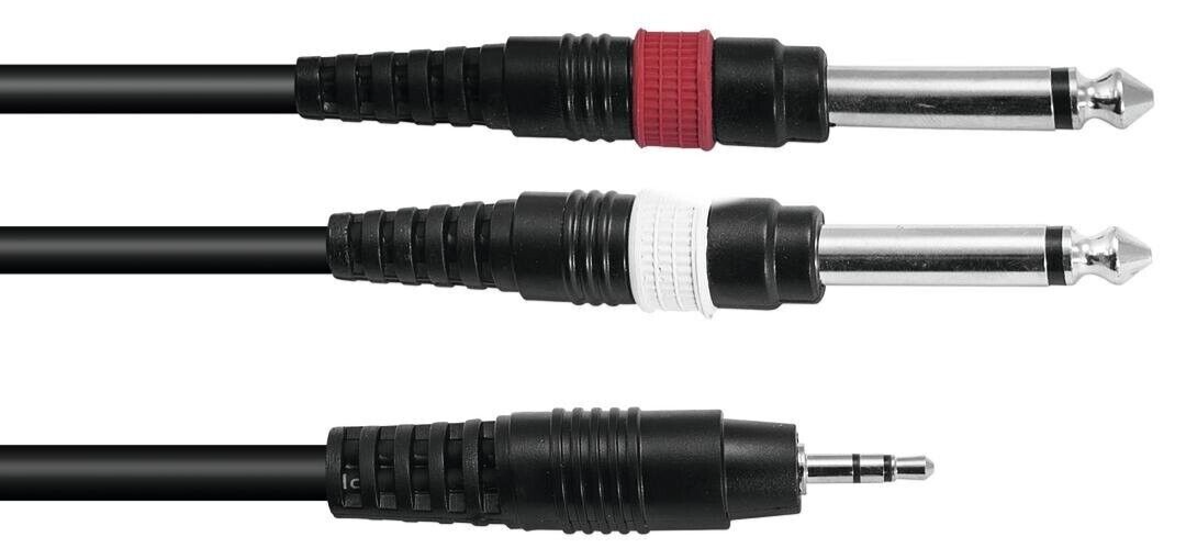 CAVO 3.5 jack mini 2x jack grande 3m adattatore audio mixer chitarra casse dj da