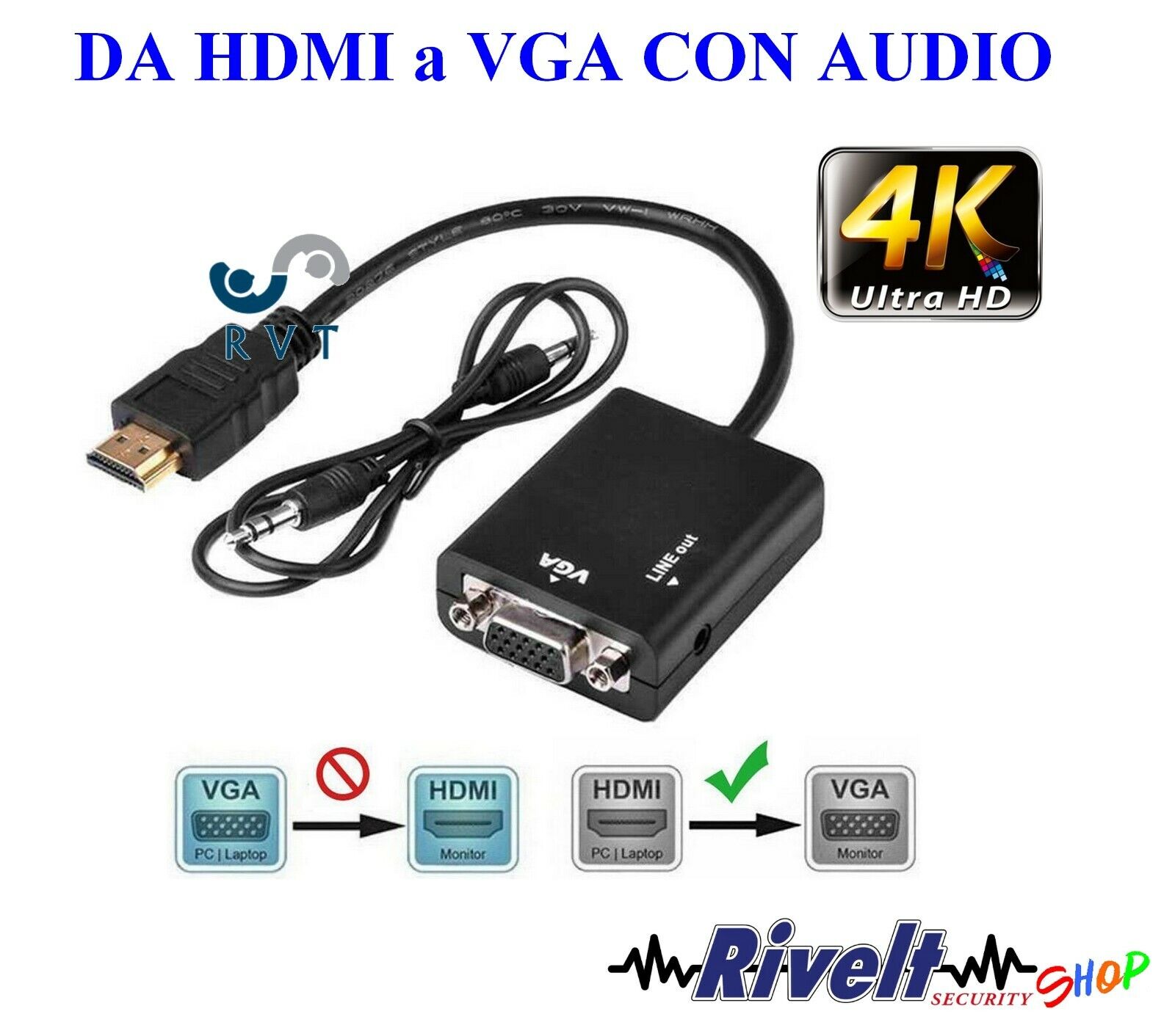convertitore da HDMI a VGA con uscita AUDIO video converter alta risoluzione