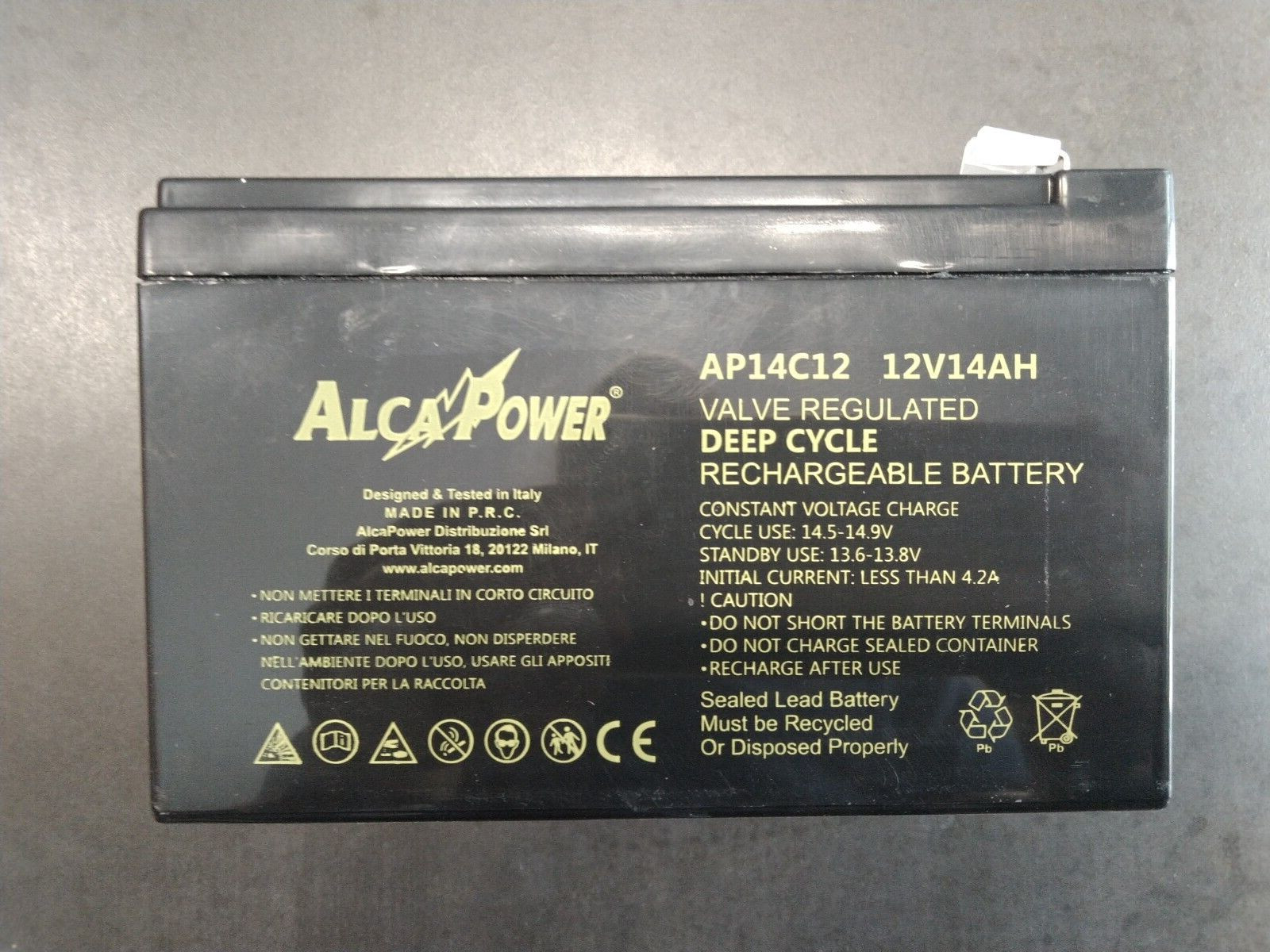 AlcaPower AP14C12 Batteria ricaricabile ciclica al piombo 12V 14Ah bici elettr