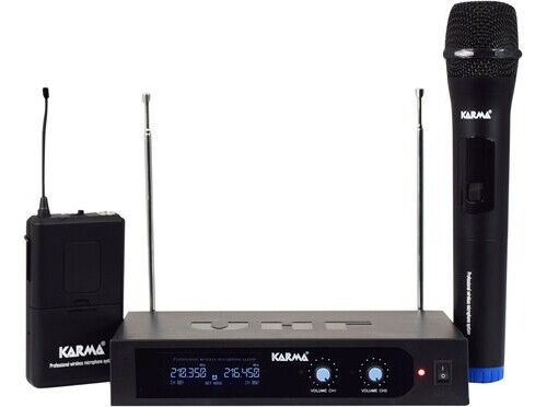 KARMA Radiomicrofono Doppio Wireless 2 Microfoni UHF+Base Trasmittente SET6252PL