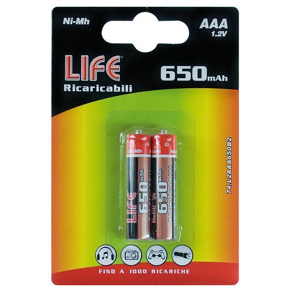 Ministilo Ricaricabile 650 Mah Ni-mh Bl 2pz Life LIFE 74.L2AAA650B2