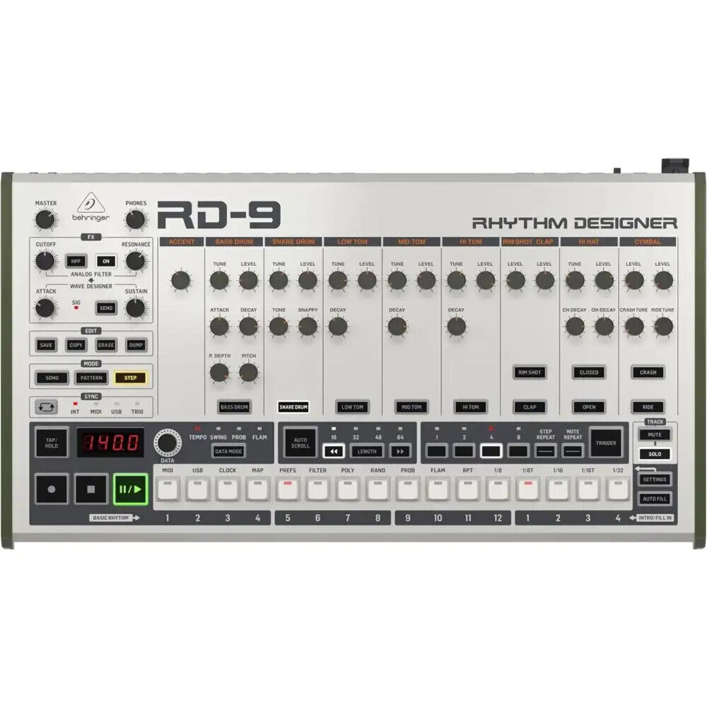 BEHRINGER RD-9 drum machine analogica/digitale per beatmaker NUOVO
