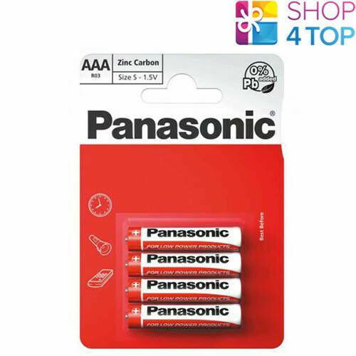 4 Panasonic Zinco Carbonio AAA LR03 batteries blister 1.5V Micro MN2400 E92 New