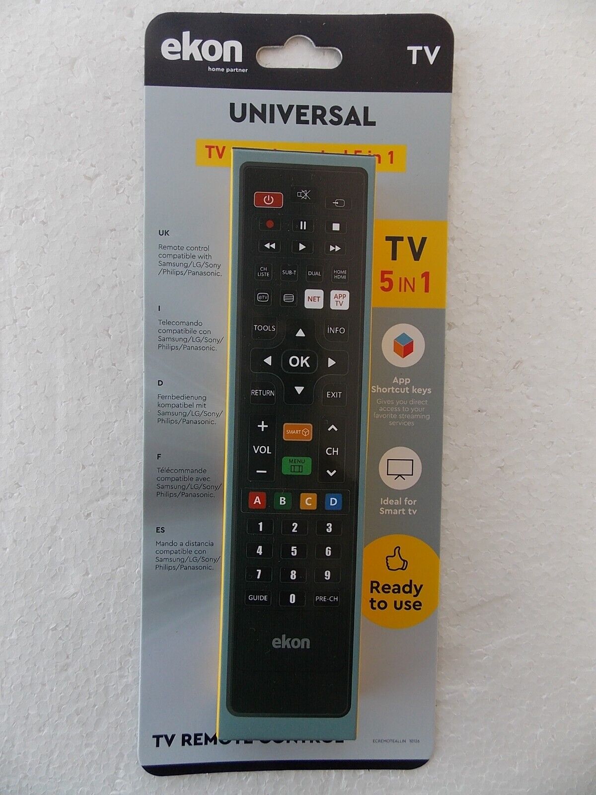 tv remote control 5 in 1 universal ekon telecomando samsung lg sony philips pana