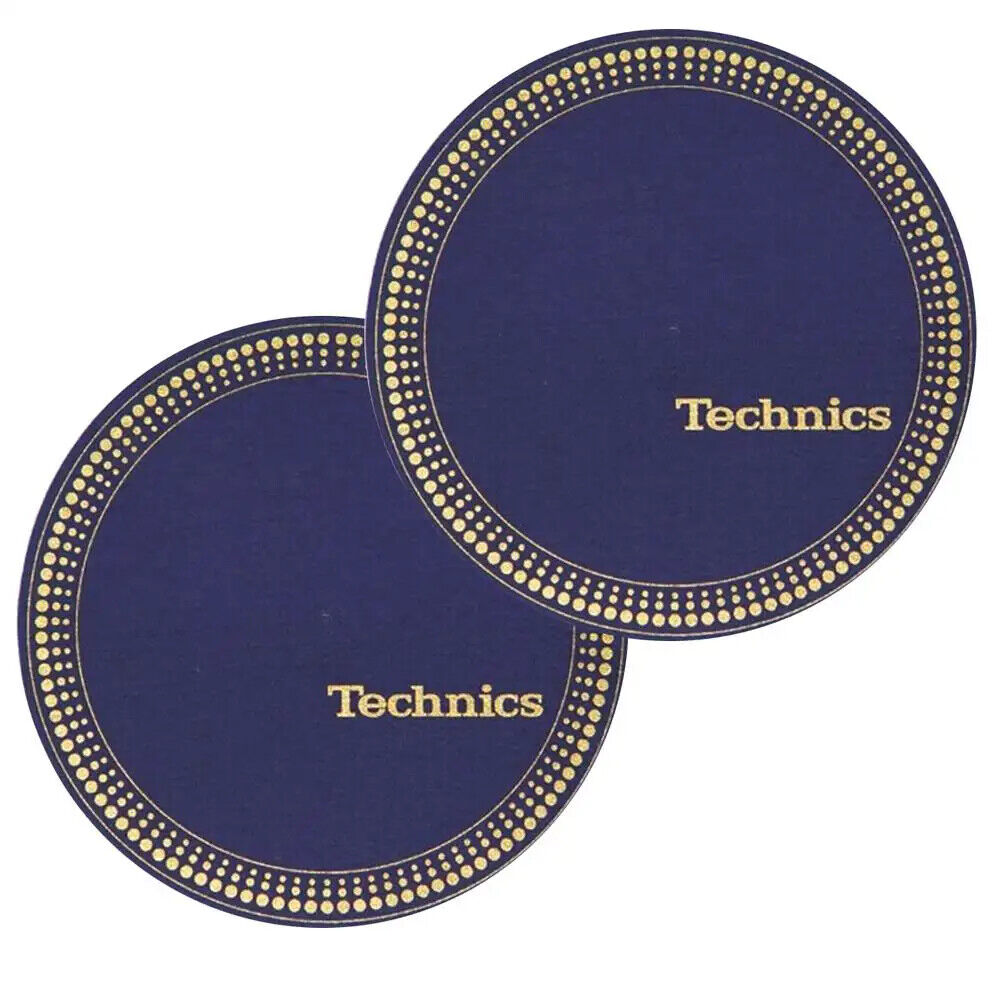 TECHNICS SLIPMATS (STROBO BLUE-GOLD) coppia panni sottodisco per DJ giradischi