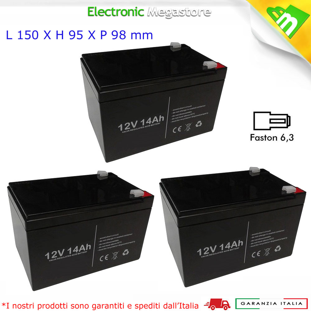 kit Batteria CICLICA al piombo 12V 14Ah per biciclette elettriche no 12ah 36V