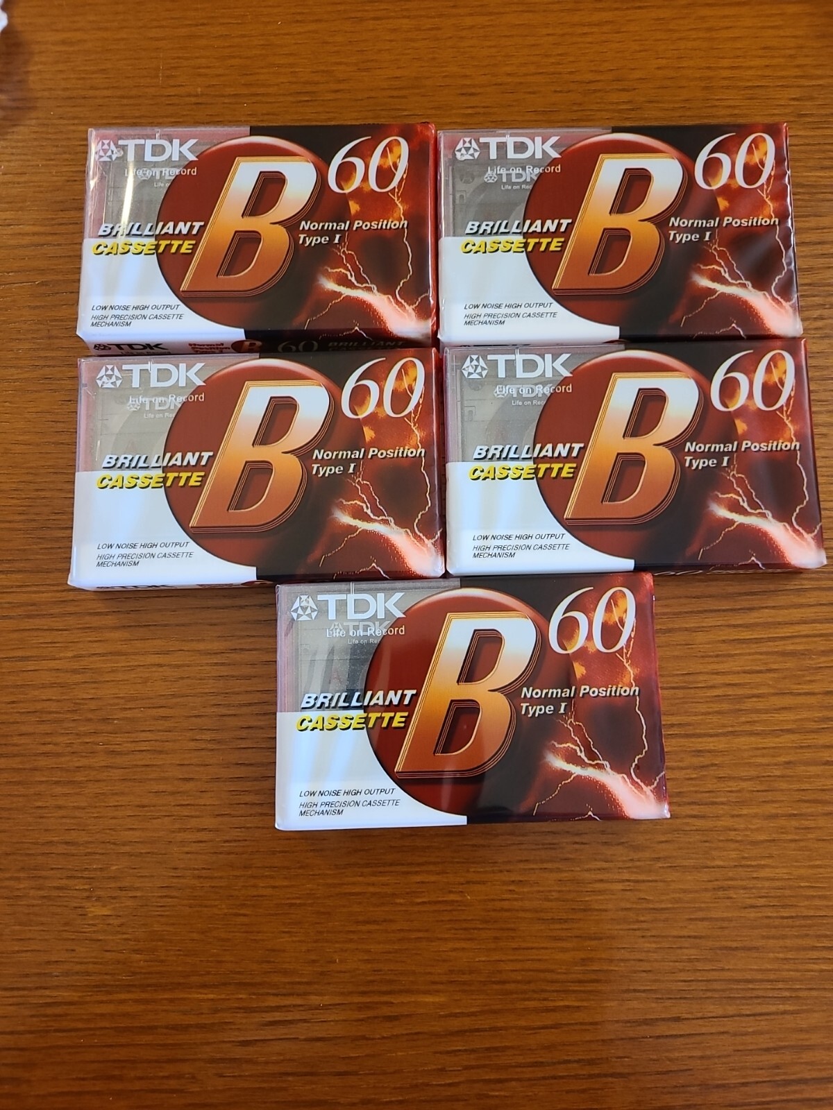 CASSETTE TAPE NUOVE  TDK B-60 /5 PEZZI BRILLIANT / 60 MINS / TYPE 1