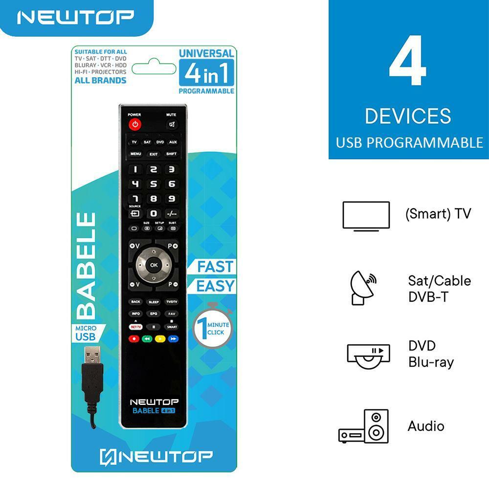 TELECOMANDO UNIVERSALE  4 IN 1 NERO NEWTOP PROGRAMMABILE DA PC 260 MILA MODELLI