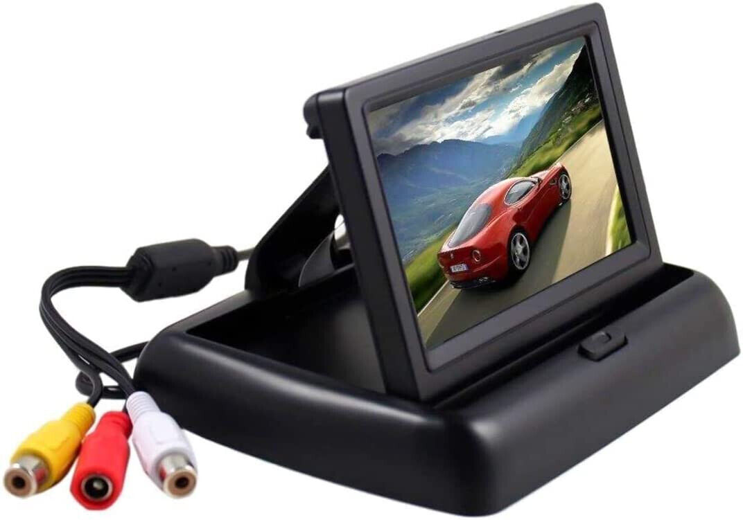 Mini monitor richiudibile retromarcia videosorveglianza LCD 4,3"2 ingressi video