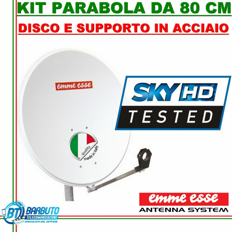 PARABOLA 80 CM ACCIAIO EMMEESSE ANTENNA SATELLITARE CON SUPPORTO IN ACCIAIO