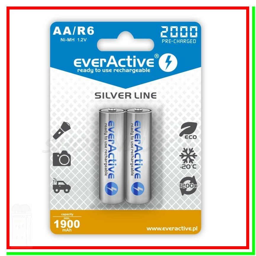 2 batterie ricaricabili aa pile stilo 1,2v 2000mAh NiMh AA universali mouse pc