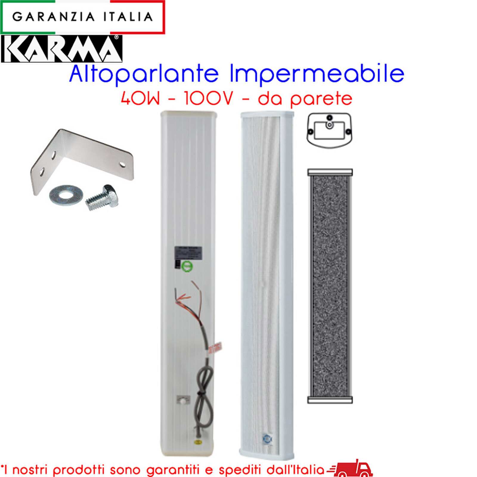 Altoparlante impermeabile a colonna da parete 40W - CS220 Karma Italiana