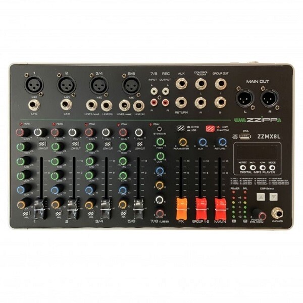 ZZMX8L Mixer 8 canali con lettore MP3 e effetti DSP -  - Zipp