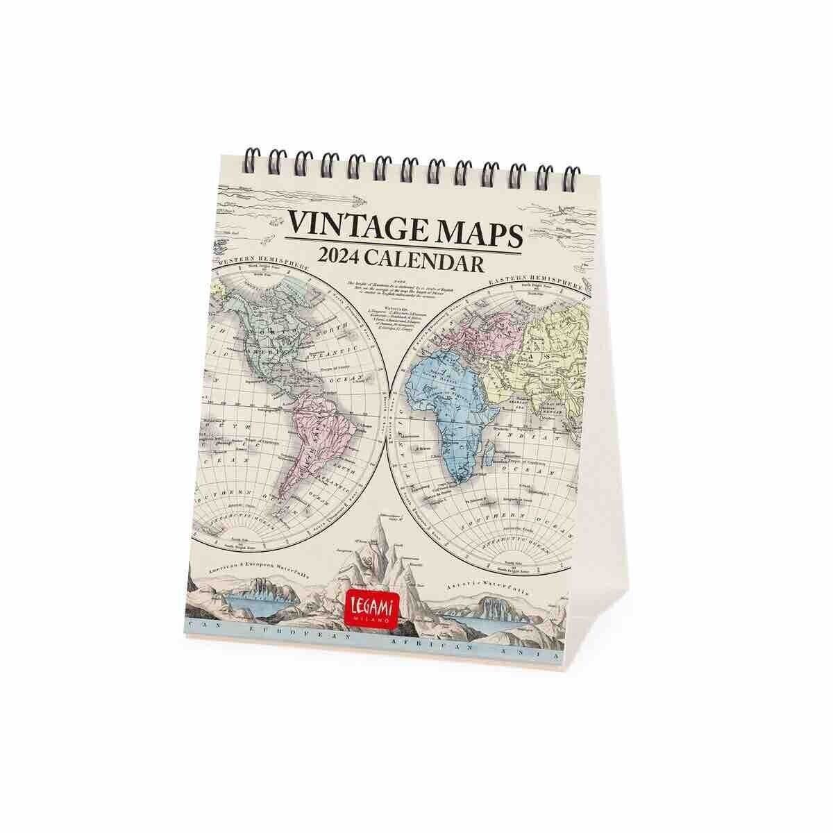 CALENDARIO 2024 LEGAMI cm 12X15 VINTAGE MAPS da tavolo