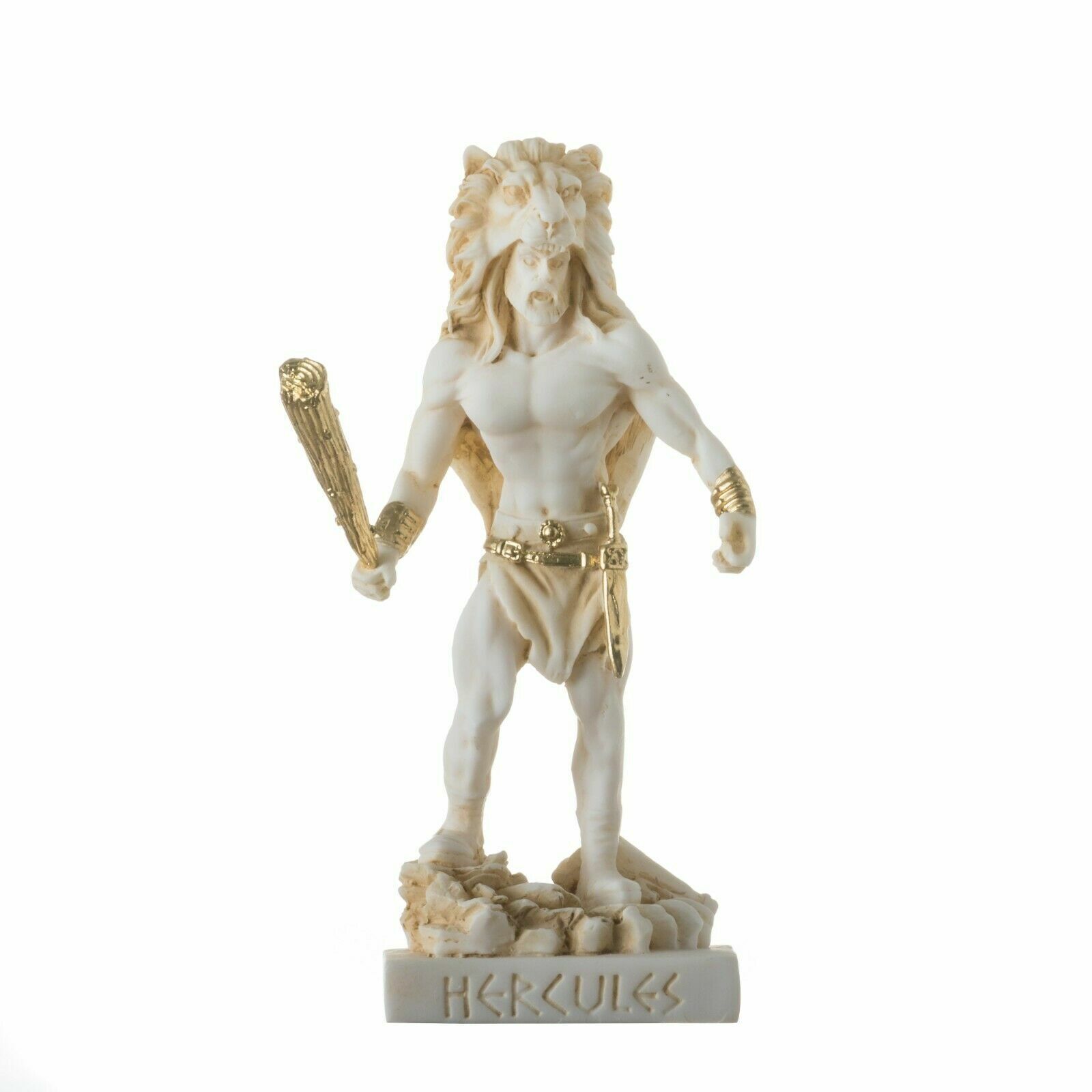 Ercole con manganello nudo maschile statua in alabastro scultura NUOVA...