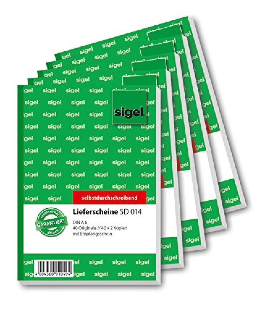 (TG. 5 pezzi) Sigel Formulare - Contenuto scheine de A6 3x 5 pezzi - NUOVO