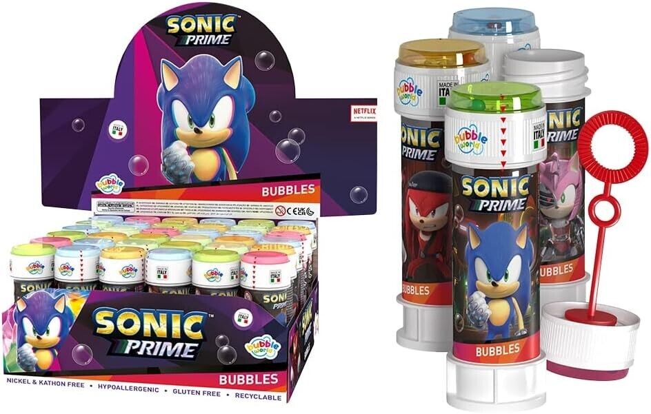 36-Bolle di sapone Sonic 60ml idea regalo Compleanno regalini fine festa Bambino