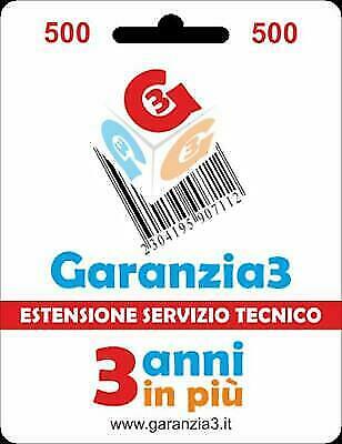 GARANZIA3 GR3-500 ESTENSIONE DI GARANZIA 2+3 ANNI MASSIMALE 500€