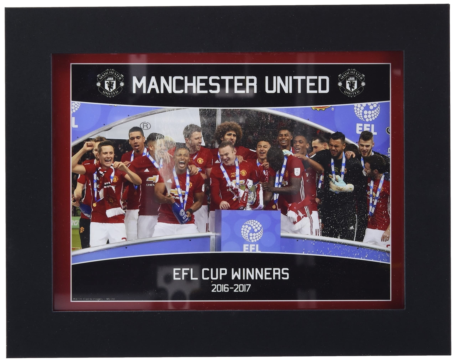 Manchester United: Efl Cup Winners 16/17 (Stampa In Cornice 15X20 Cm) NUOVO
