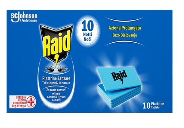 RAID ANTIZANZARE PIASTRINE 10 NOTTI 10PZ