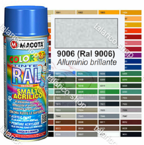 VERNICE ACRILICA Tuning  Alluminio Brillante 400ML TINTA RAL 9006 Spray