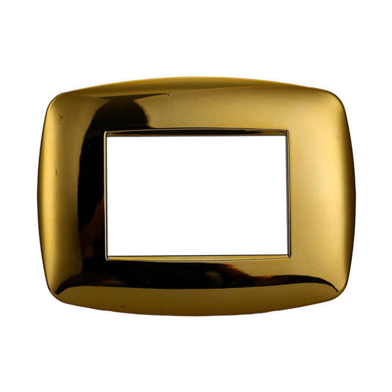 ETTROIT Placca Slim Serie Space 3P Colore Oro Lucido Compatibile Con Bticino Liv