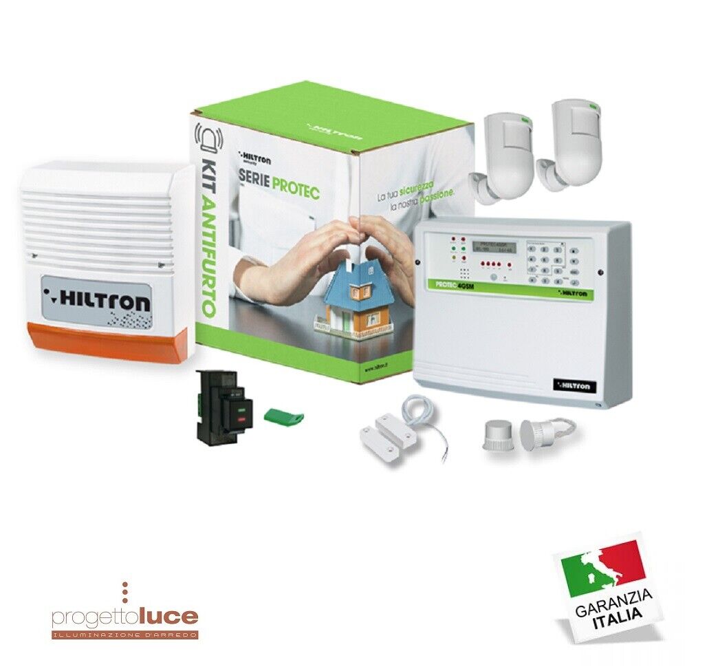 Kit Antifurto Casa Allarme HILTRON PROTEC4 GSM Combinatore GSM Sirena Rilevatore