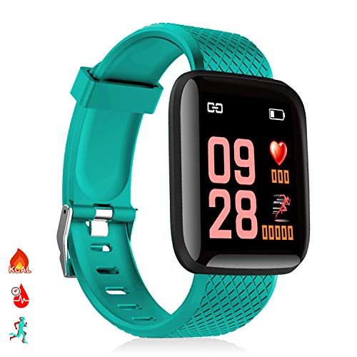 Dam Braccialetto Intelligente Id116 Bluetooth 4.0 Schermo A Colori, Cardiofrequenzimetro, Impulso E Modalità Multi-Sport, Turchese, Mediano, Casual