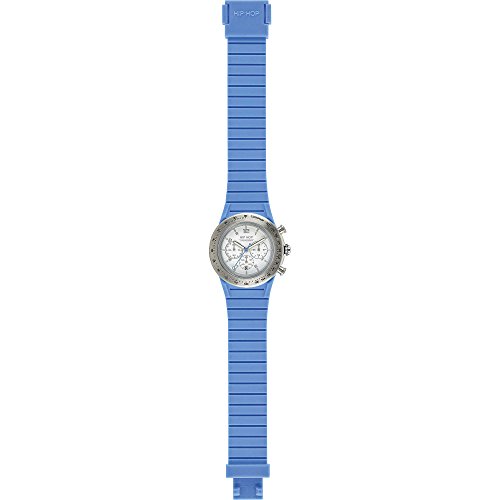 Hip Hop Orologio Unisex Ad Chrono 39Mm Quadrante Bianco E Cinturino In Silicone, Metallo Blu, Movimento Chrono Quarzo