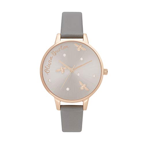 Olivia Burton Orologio Analogico Al Quarzo Da Donna Con Cinturino In Pelle Eco-Compatibile Grigio - Ob16Pq03